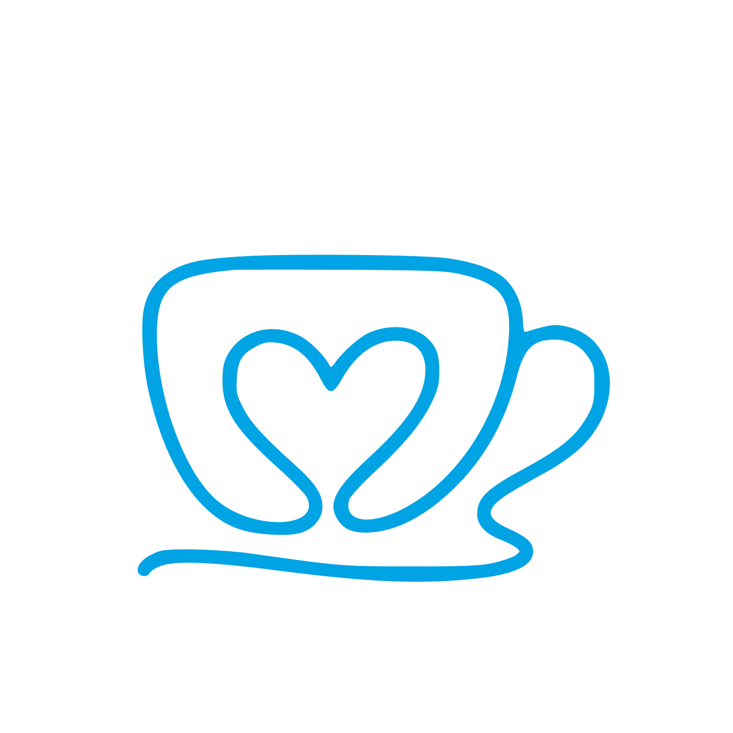 Monoline Heart Coffee Cup Logo #00a3e4