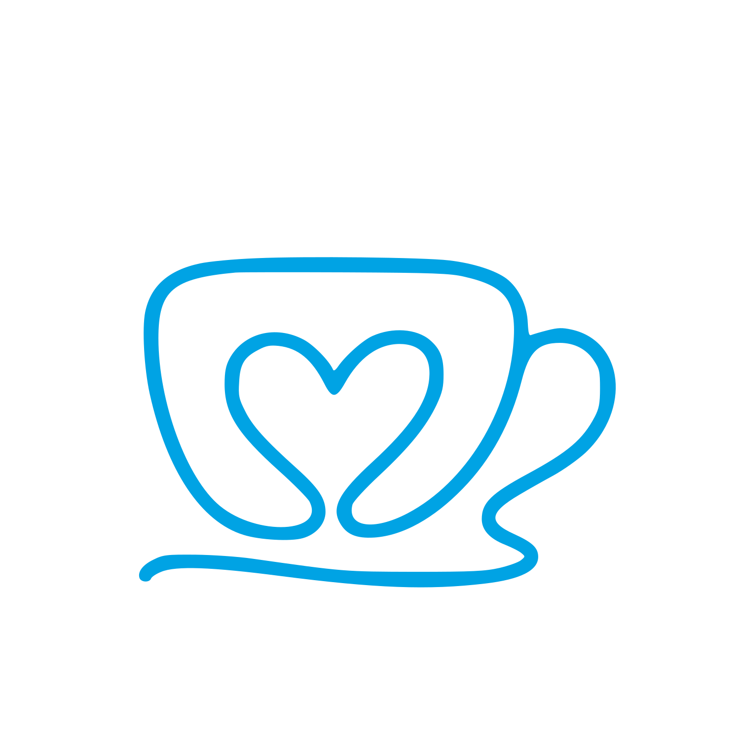 Monoline Heart Coffee Cup Logo #00a3e4