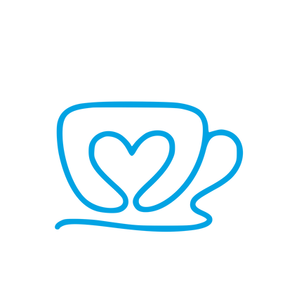 Monoline Heart Coffee Cup Logo #00a3e4