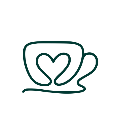 Monoline Heart Coffee Cup Logo #003932