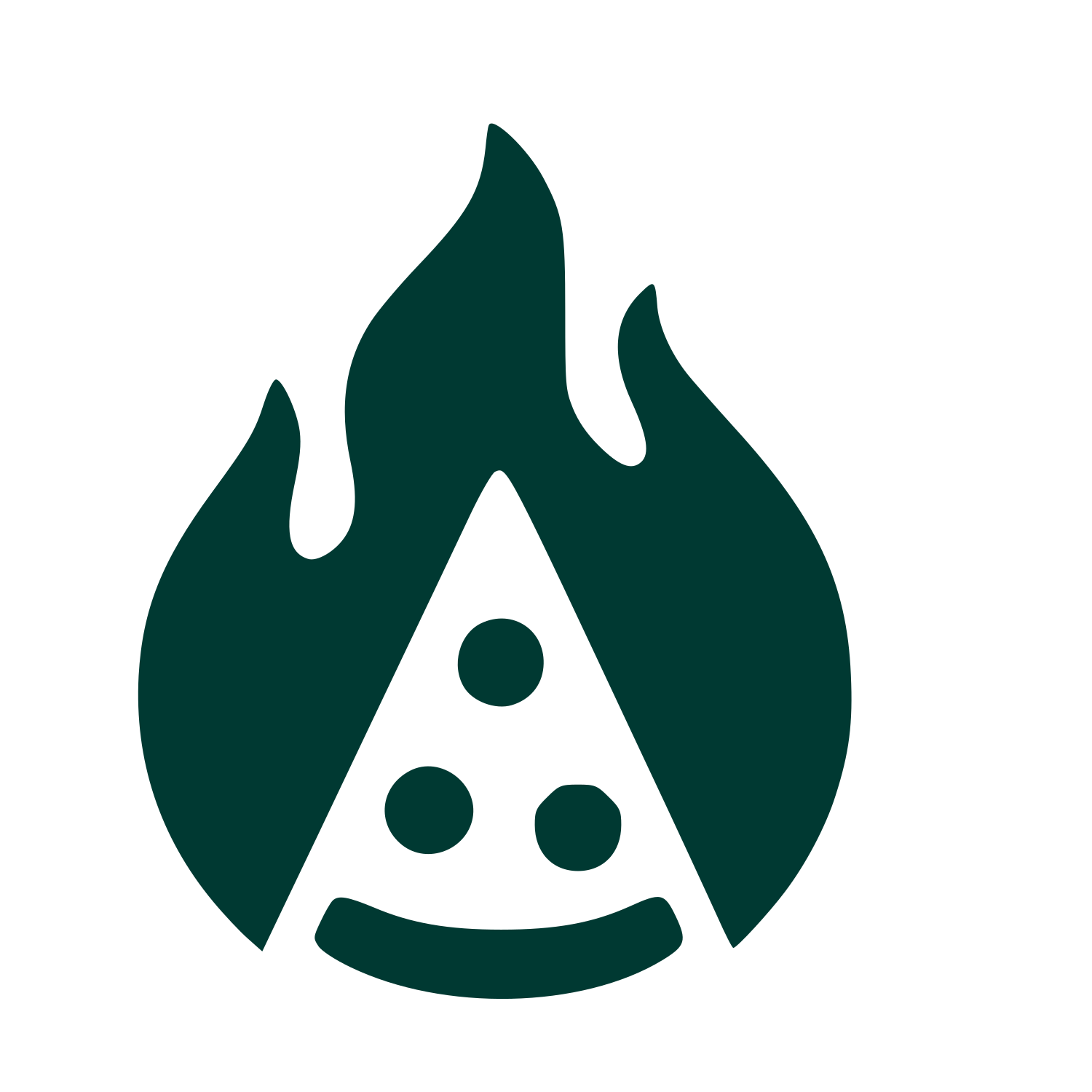 Flaming Pizza Slice Logo #003932