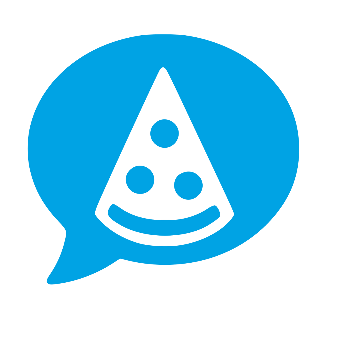 Pizza Slice Chat Bubble Logo #00a3e4