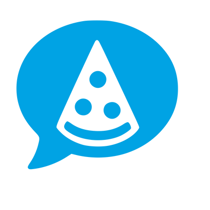 Pizza Slice Chat Bubble Logo #00a3e4