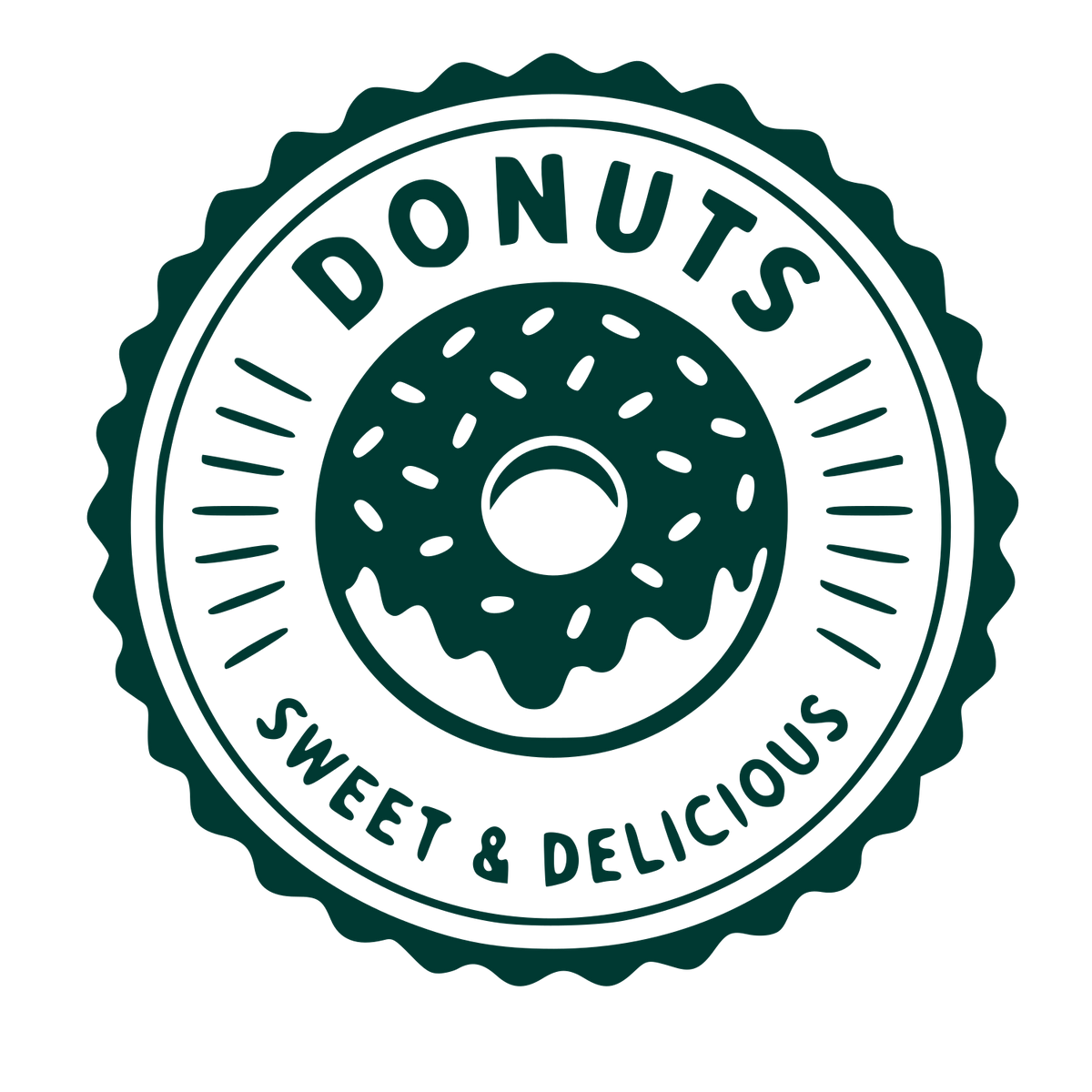 Donut Stamp Badge Logo #003932
