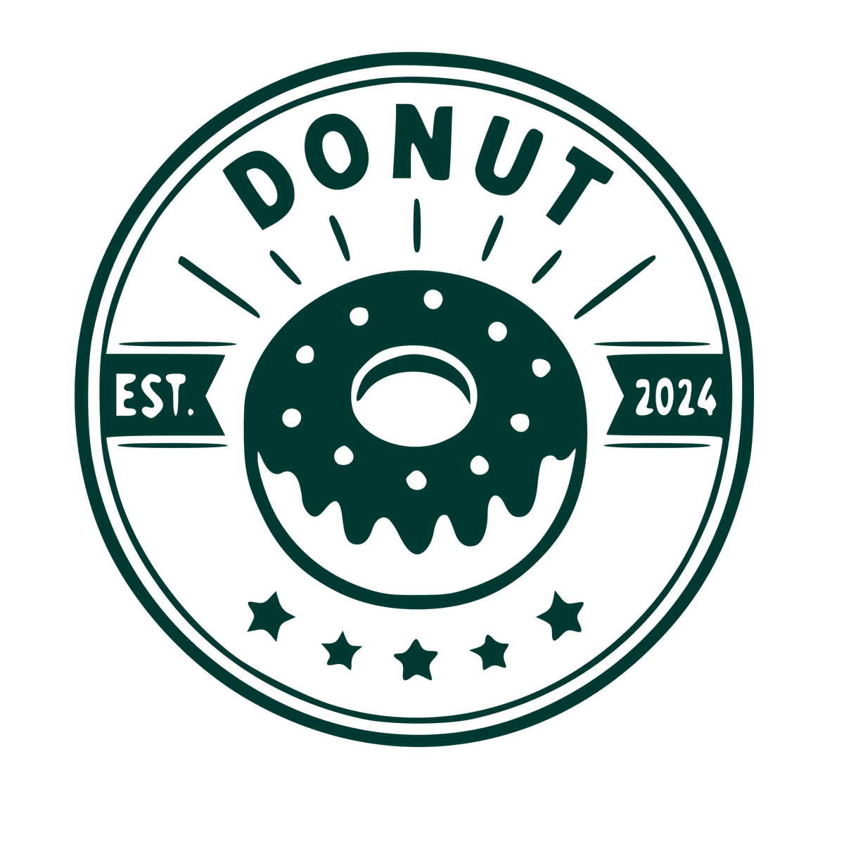 Donut Stamp Badge Logo #003932