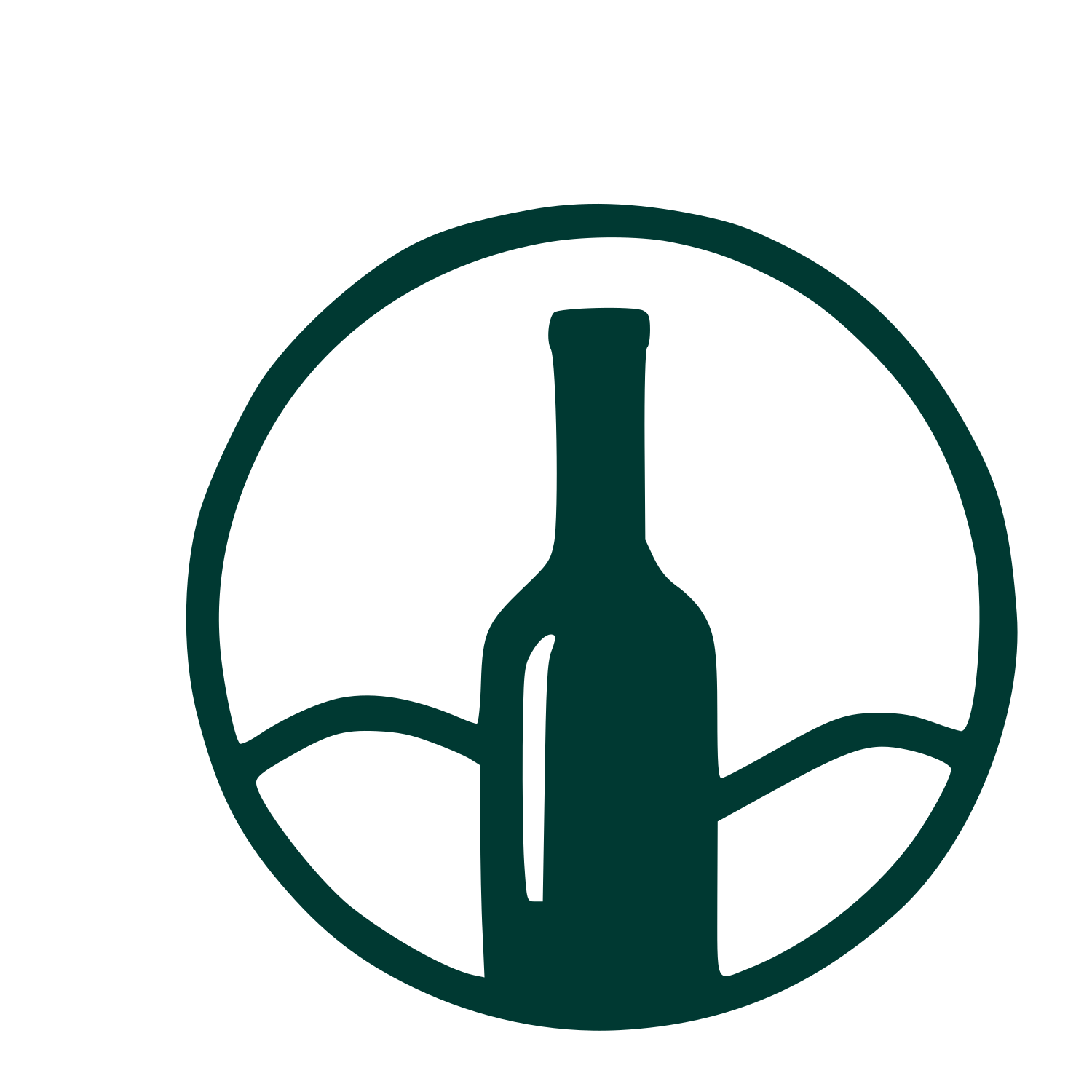 Wine Bottle Circle Logo #003932