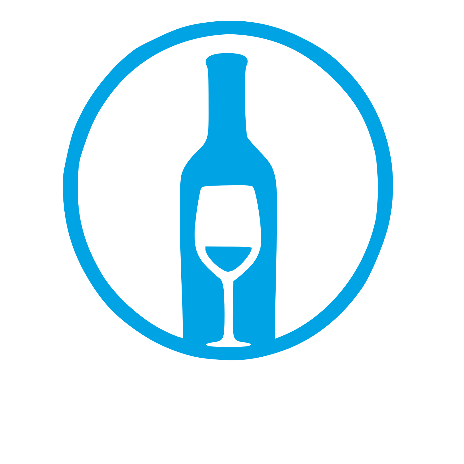 Wine Bottle and Glass Logo #00a3e4