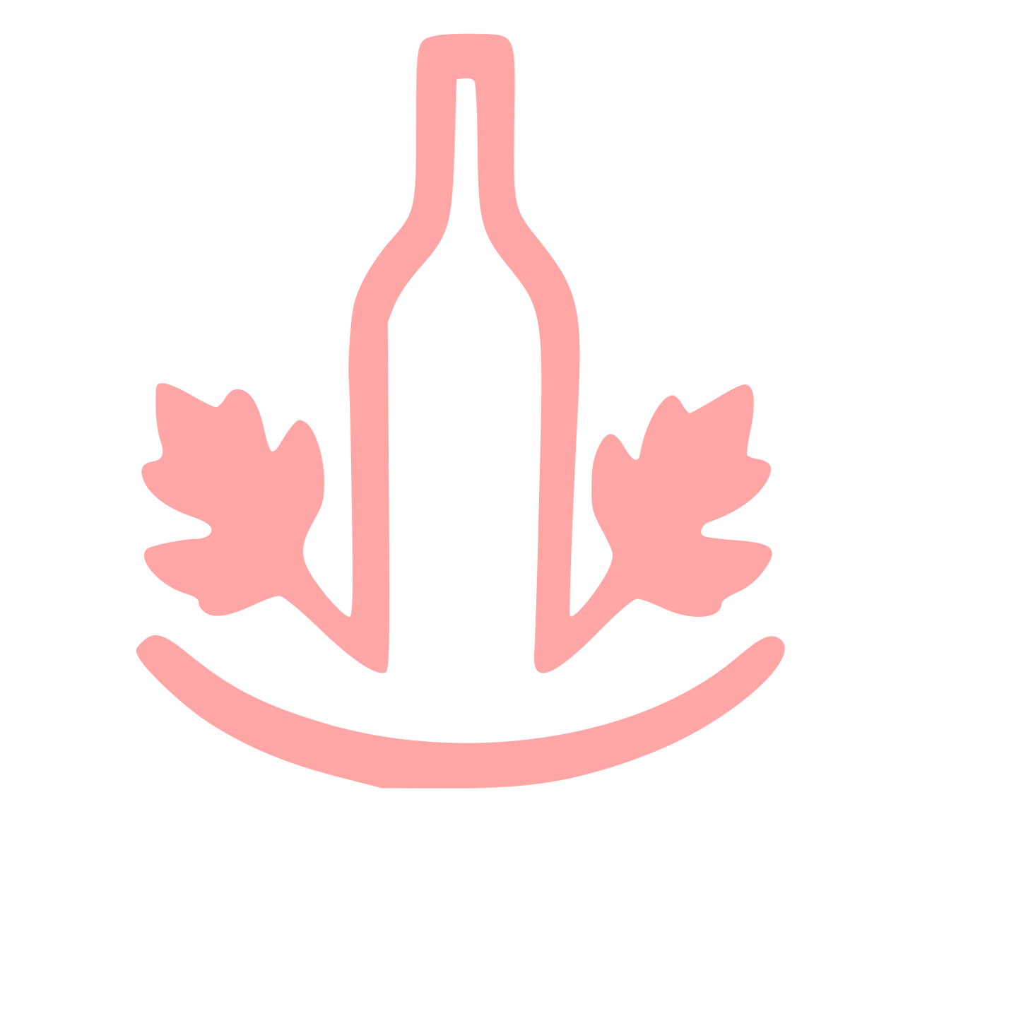 Wine Bottle Vine Leaves Logo #ffa6a6