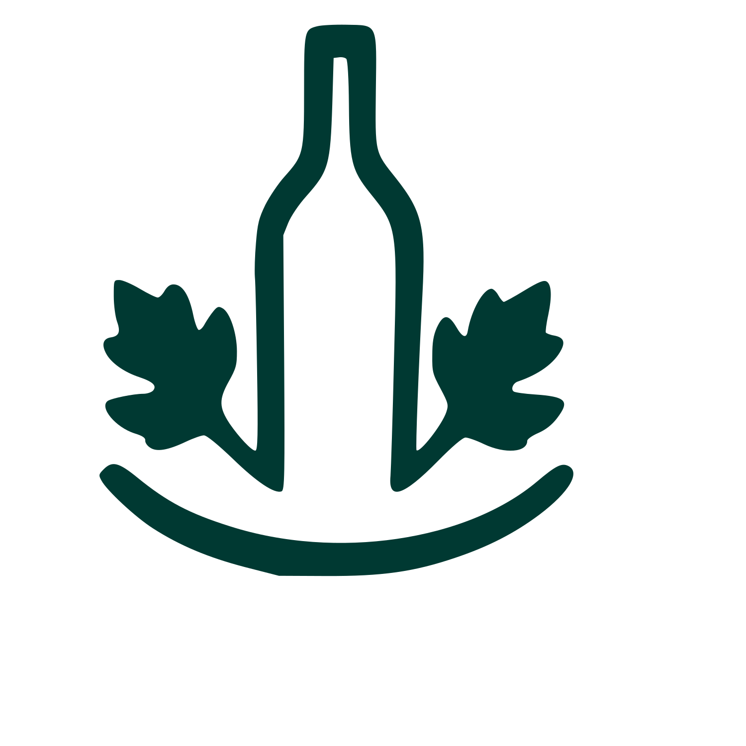 Wine Bottle Vine Leaves Logo #003932
