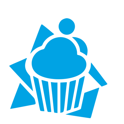 Layered Star Burst Cupcake Logo #00a3e4