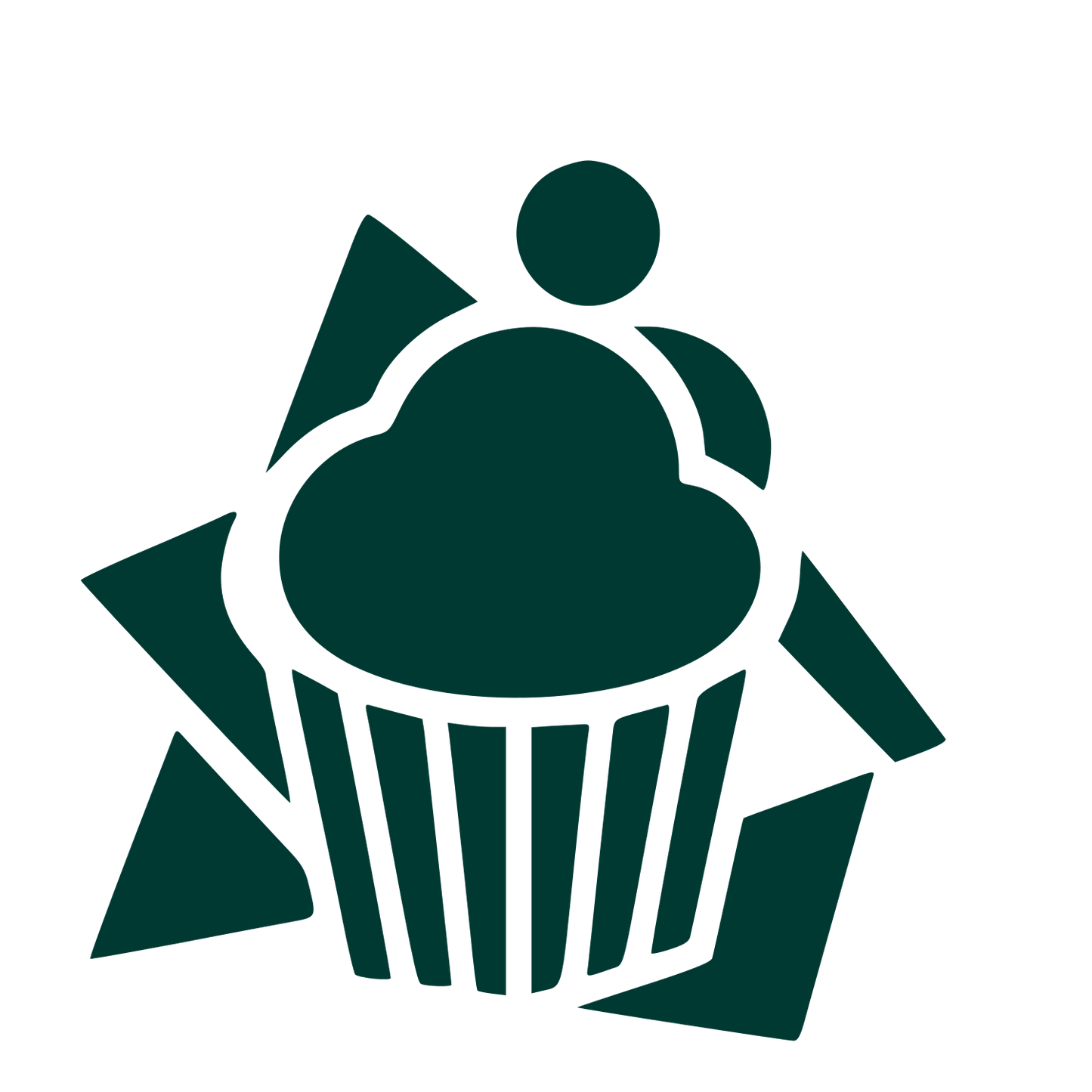 Layered Star Burst Cupcake Logo #003932