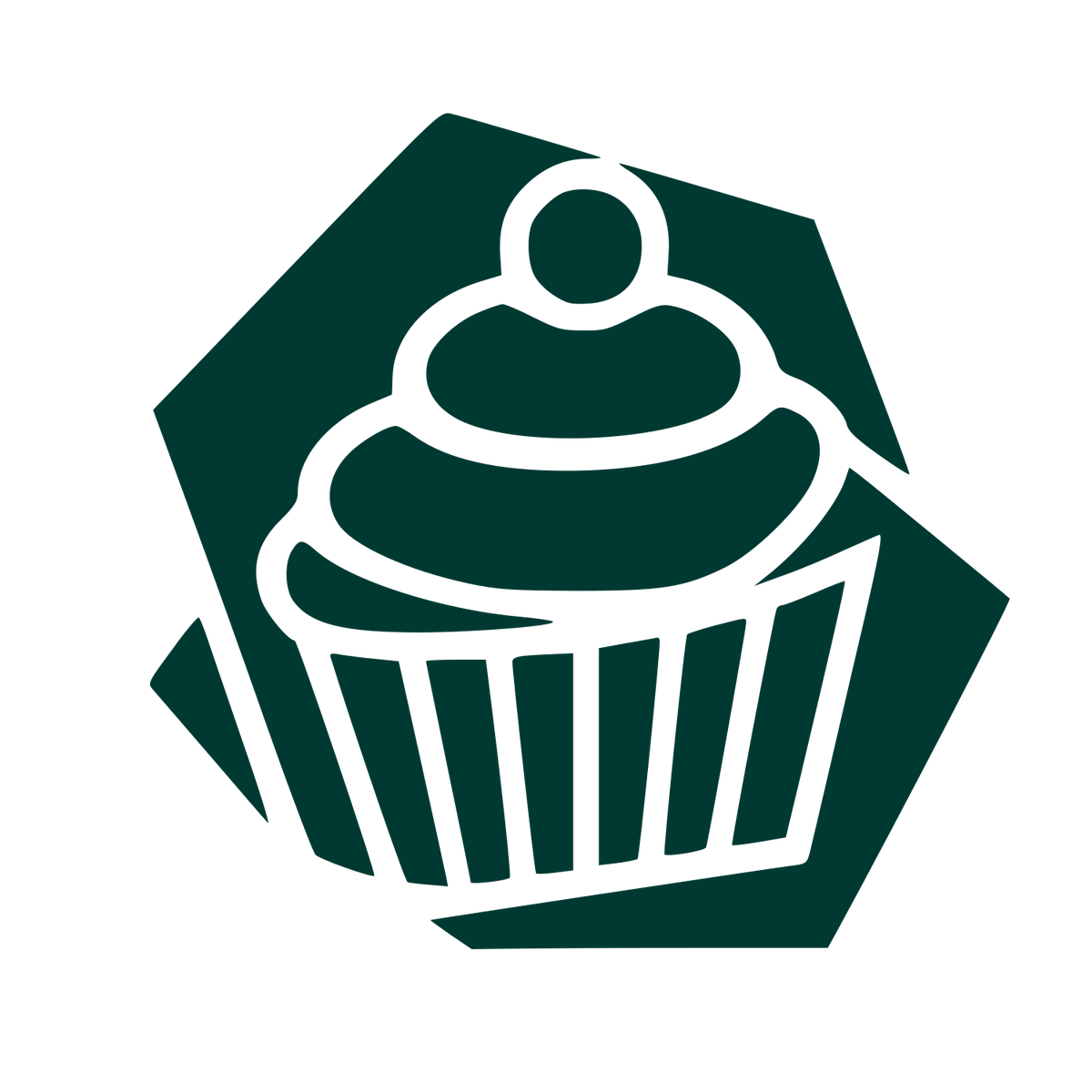 Cupcake Hexagon Badge Logo #003932