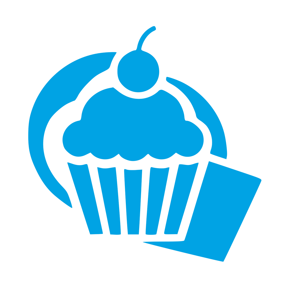 Cupcake Cherry Overlap Logo #00a3e4