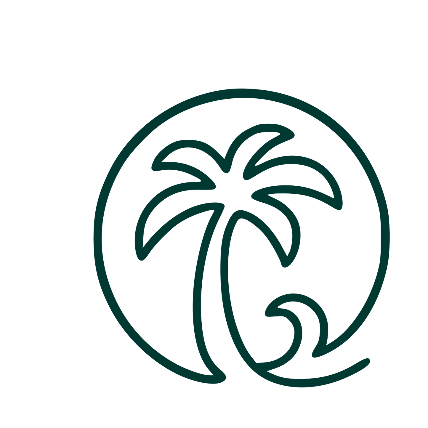 Monoline Palm Tree Logo #003932