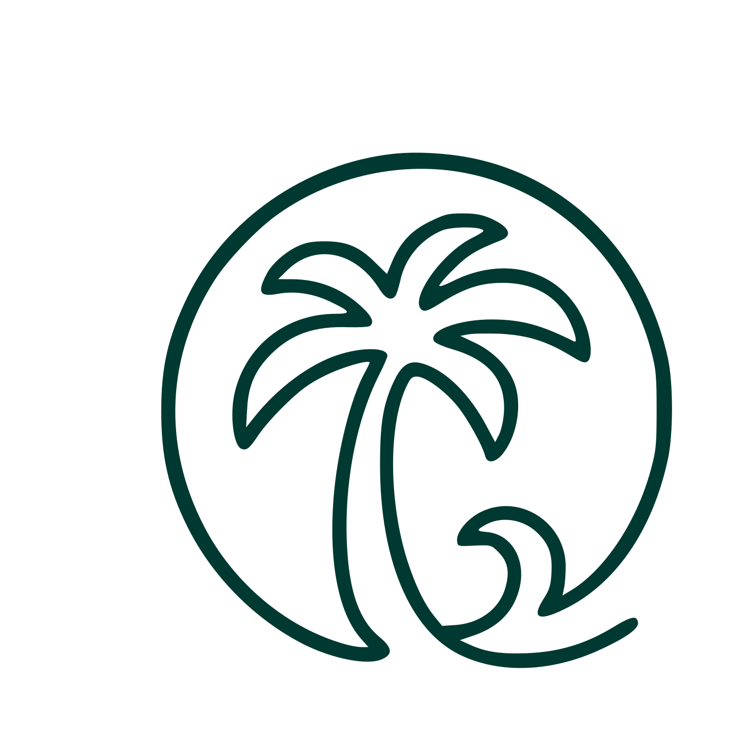 Monoline Palm Tree Logo #003932
