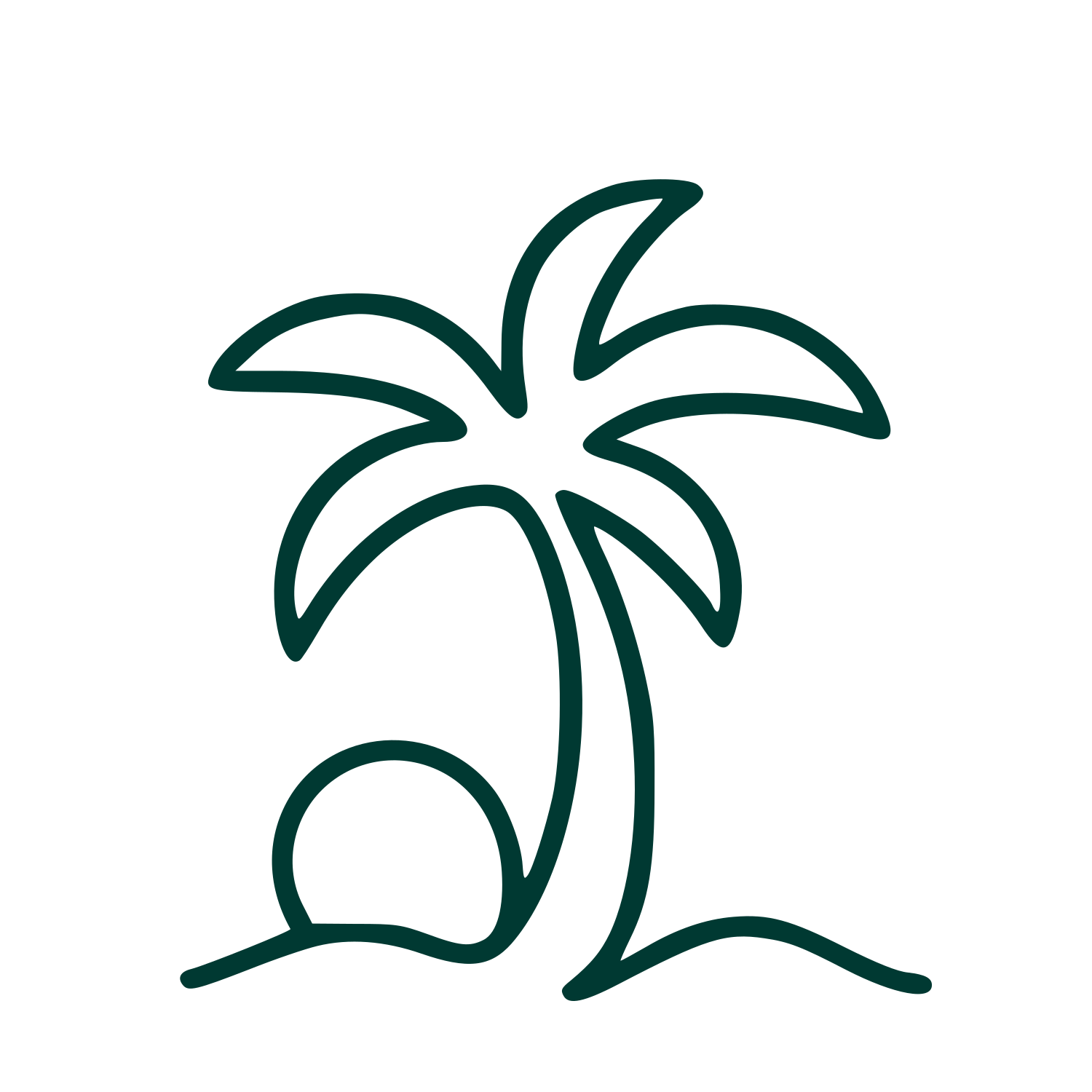 Monoline Palm Tree Logo #003932