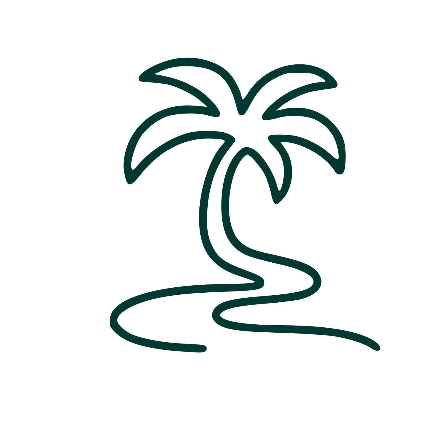Monoline Palm Tree Logo #003932