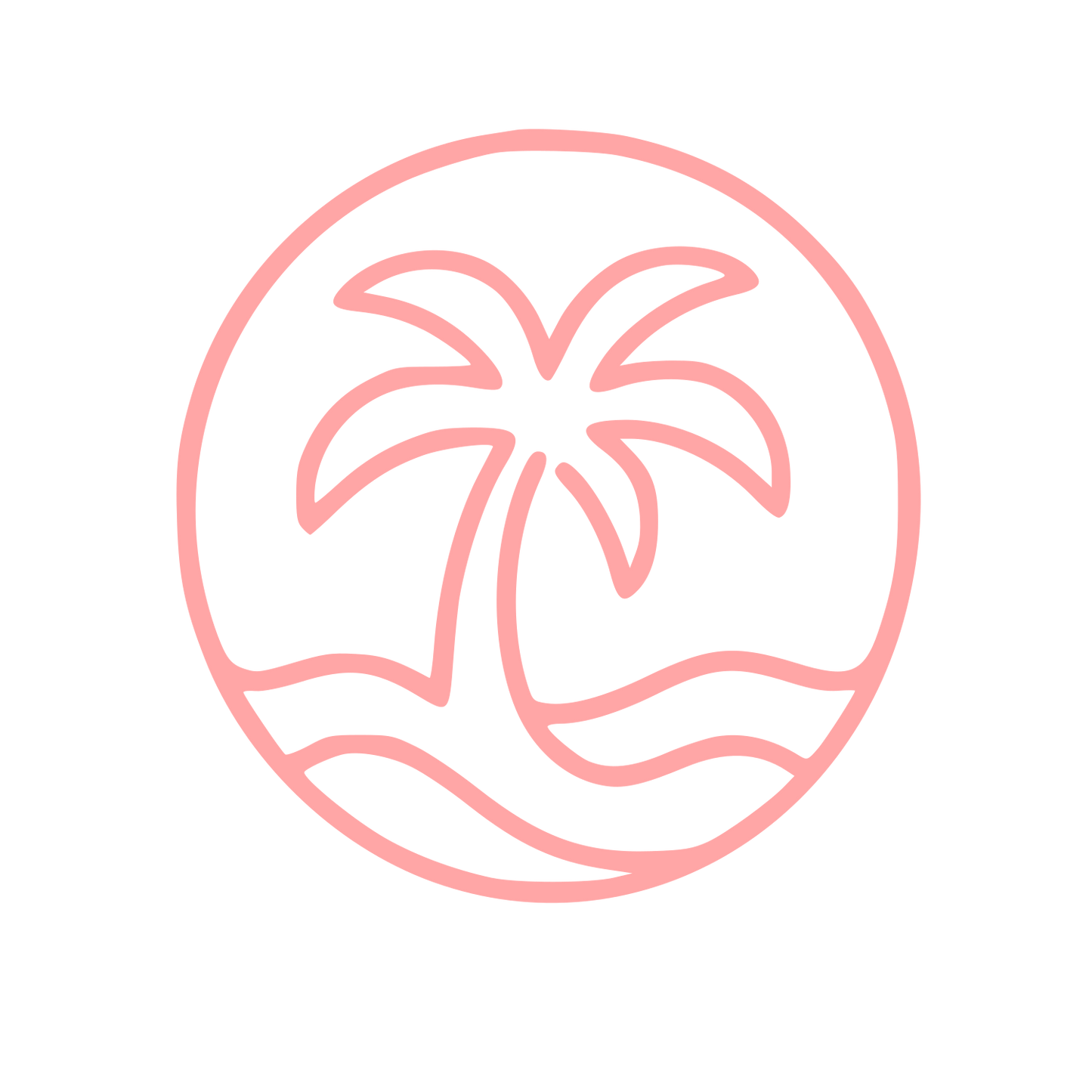 Monoline Palm Tree Circle Logo #ffa6a6