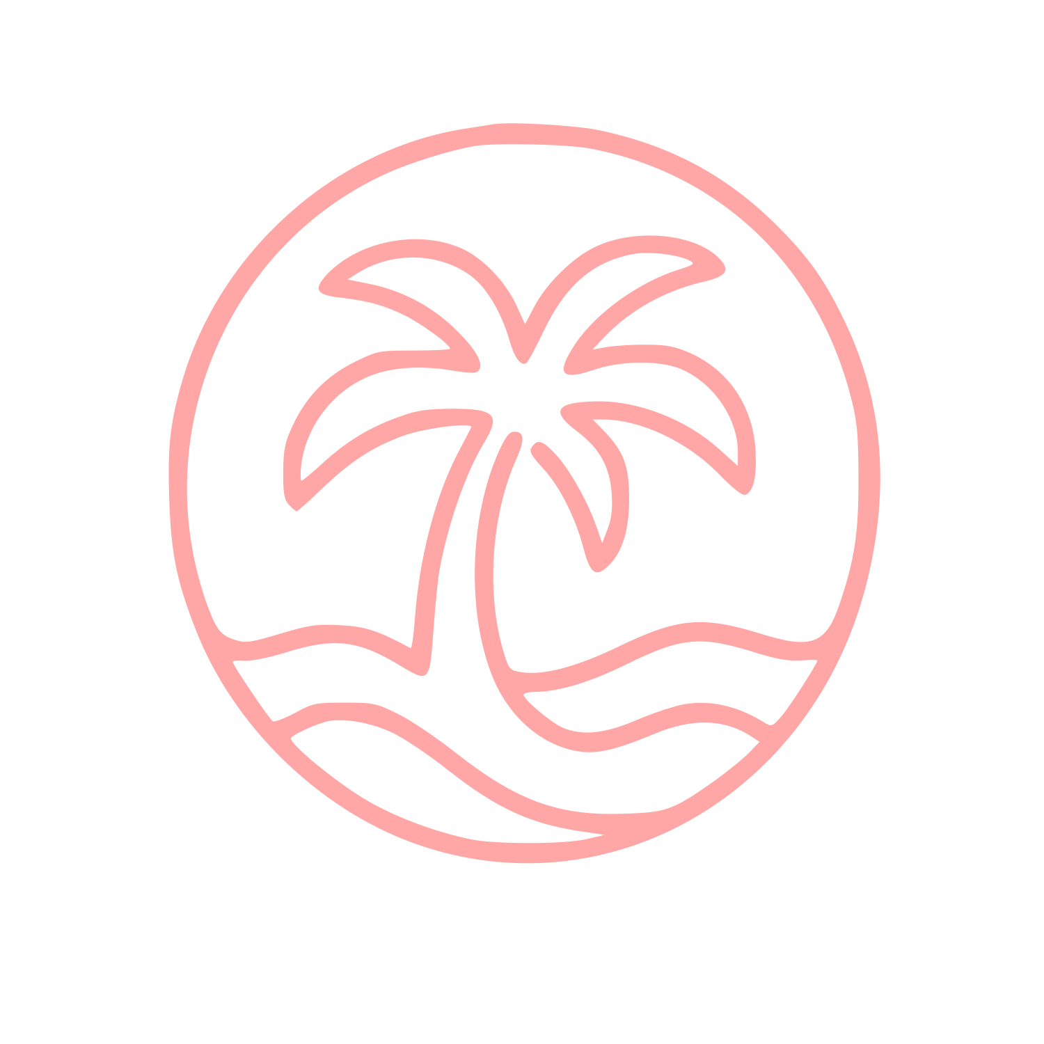 Monoline Palm Tree Circle Logo #ffa6a6