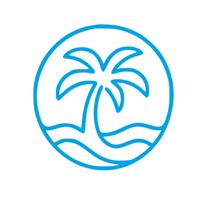 Monoline Palm Tree Circle Logo #00a3e4