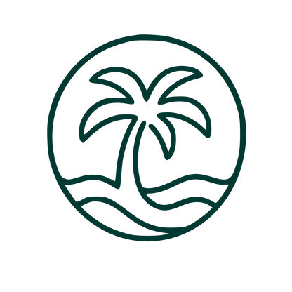 Monoline Palm Tree Circle Logo #003932