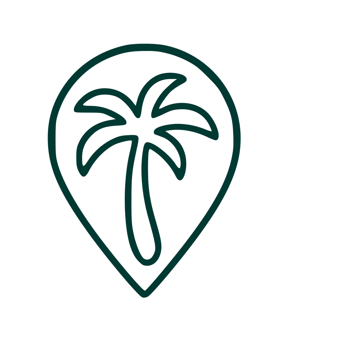 Palm Tree Map Pin Logo #003932