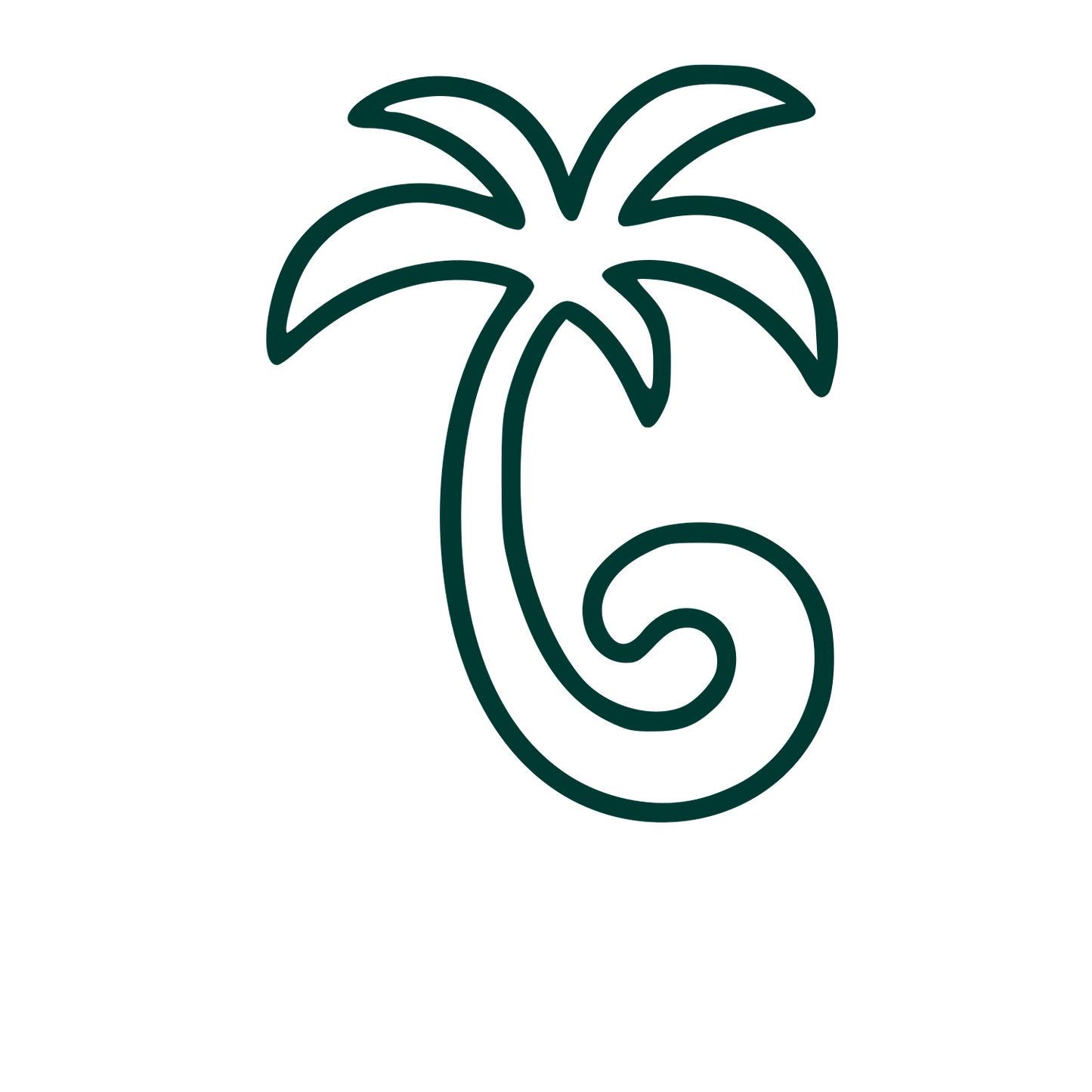 Monoline Palm Tree Logo #003932