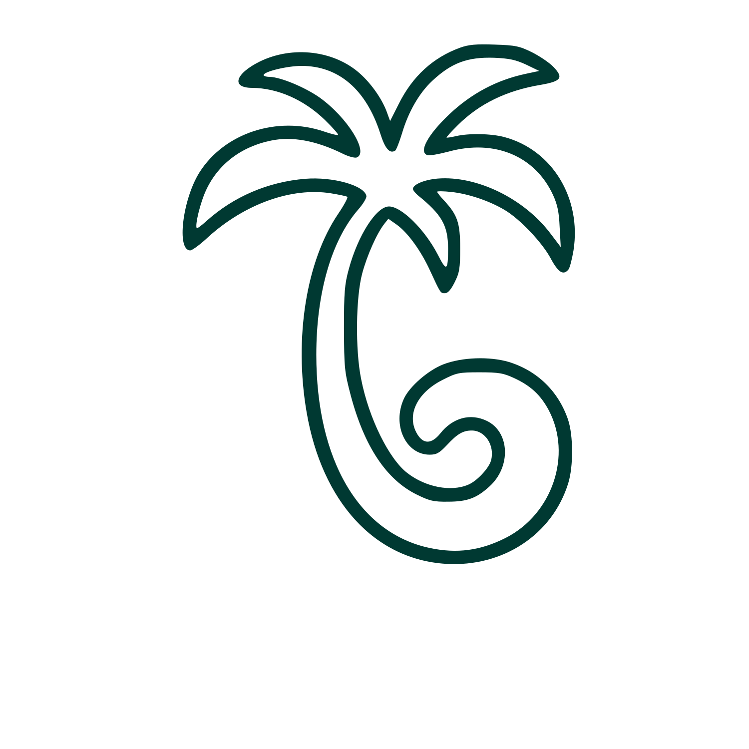 Monoline Palm Tree Logo #003932