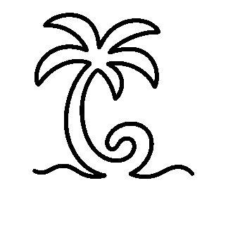 Monoline Palm Tree Wave Logo