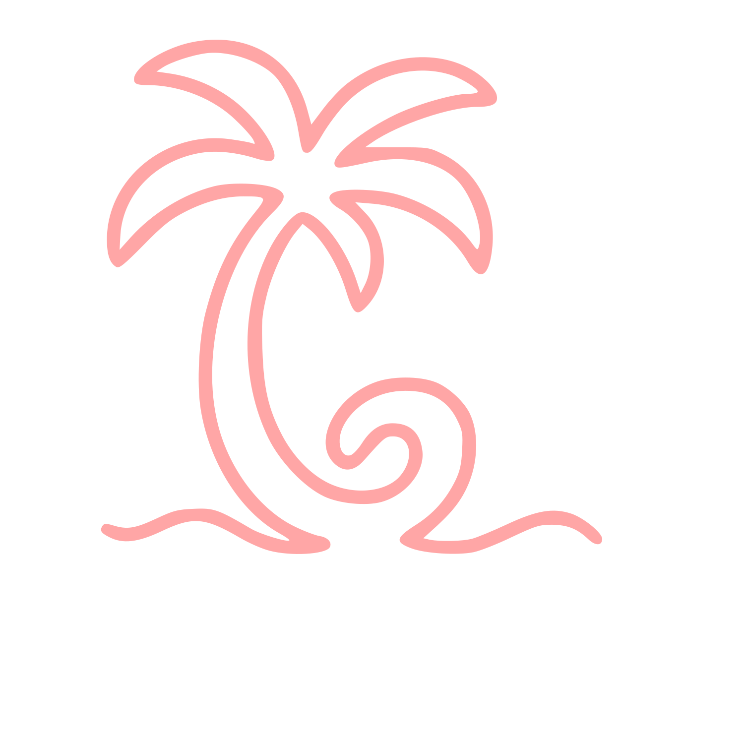 Monoline Palm Tree Wave Logo #ffa6a6