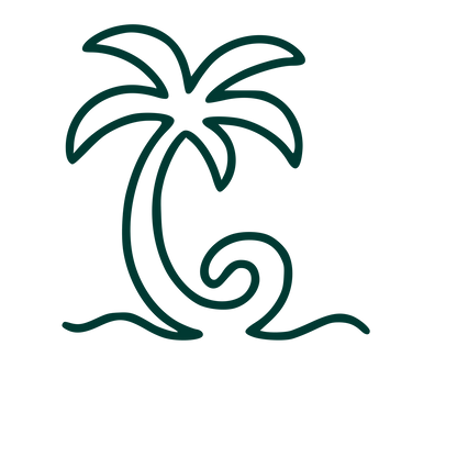 Monoline Palm Tree Wave Logo #003932