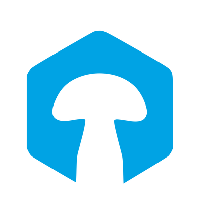 Mushroom Hexagon Negative Space Logo #00a3e4