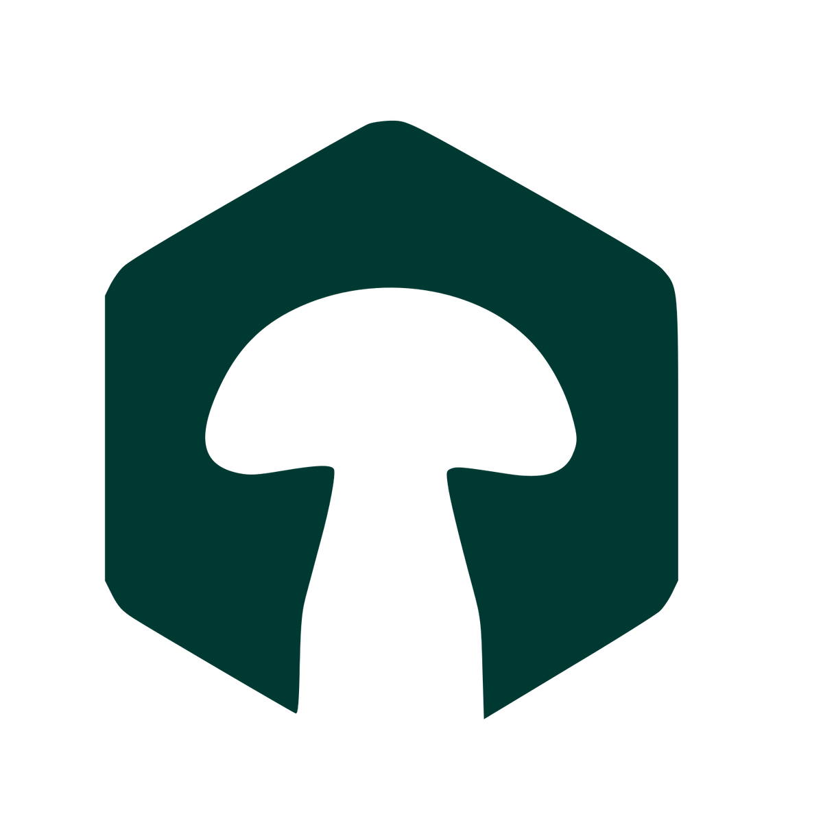Mushroom Hexagon Negative Space Logo #003932