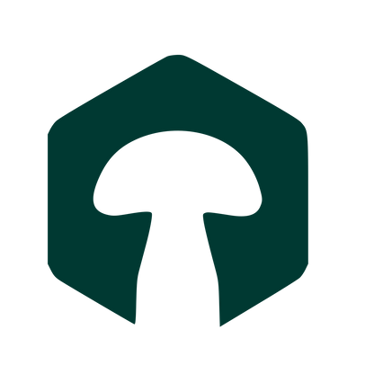 Mushroom Hexagon Negative Space Logo #003932