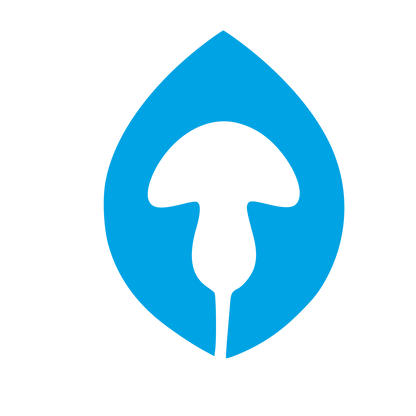 Mushroom Leaf Negative Space Logo #00a3e4