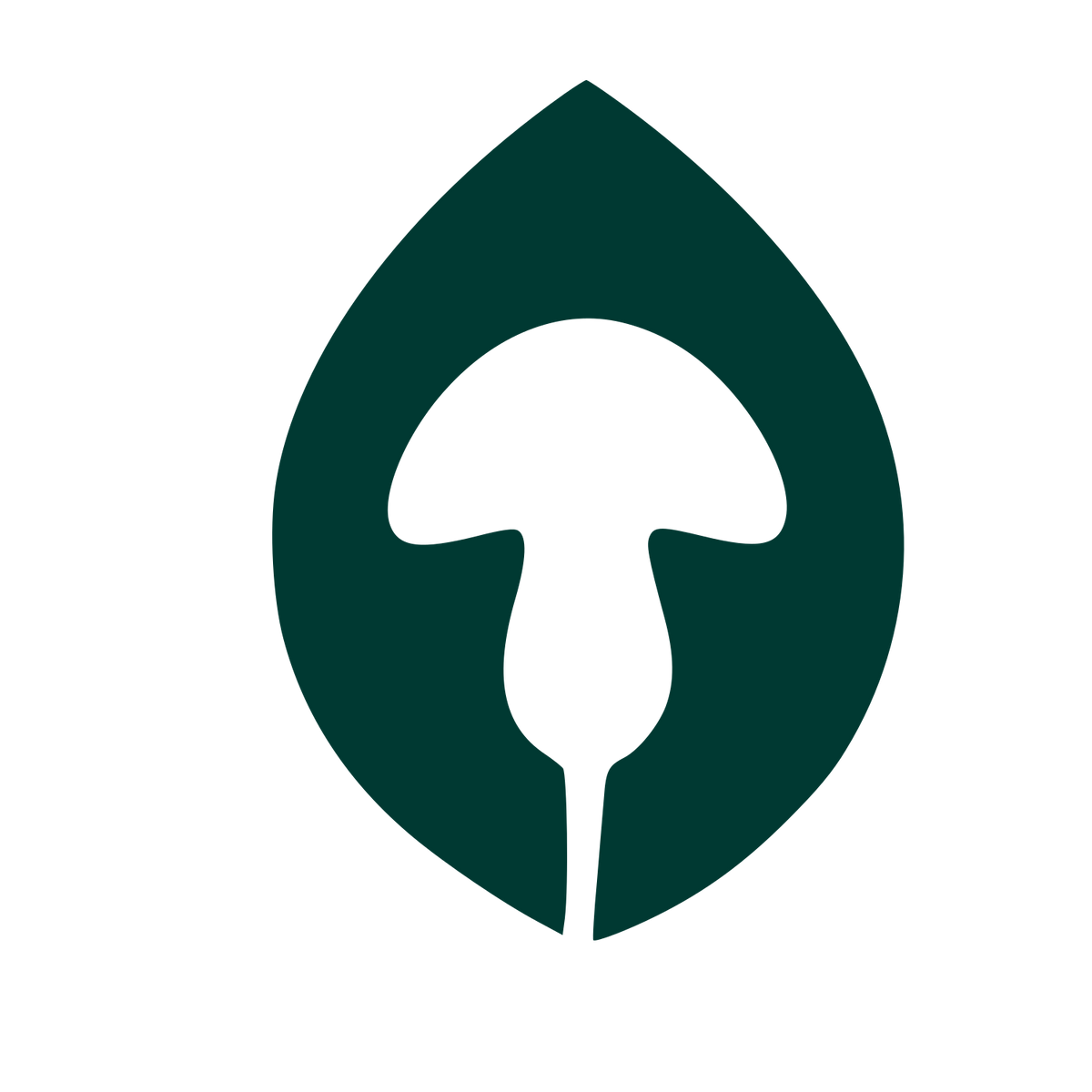 Mushroom Leaf Negative Space Logo #003932