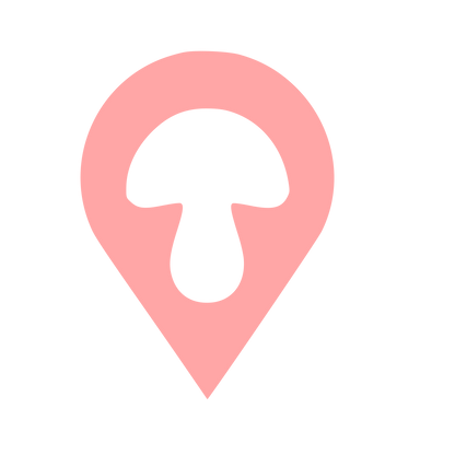 Mushroom Map Pin Logo #ffa6a6