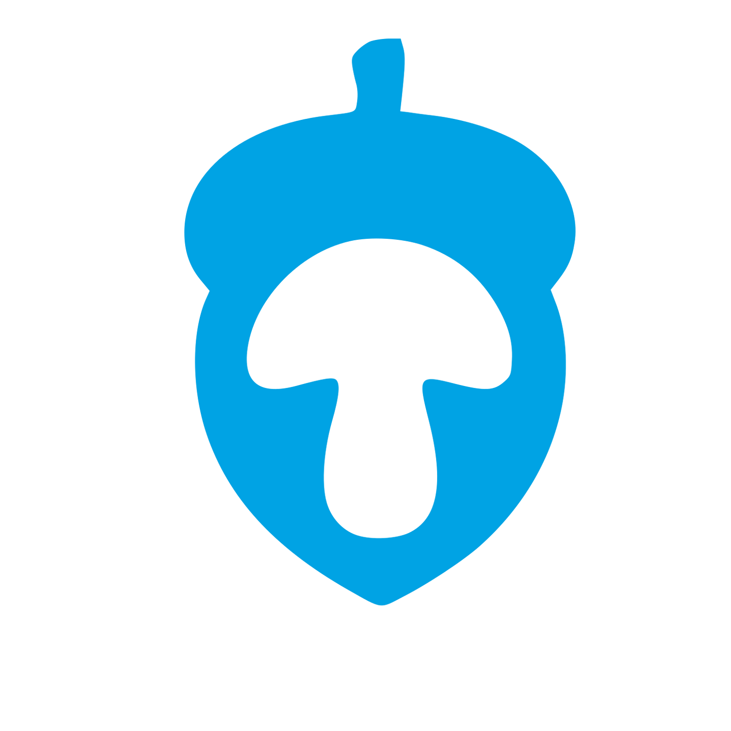 Acorn Mushroom Negative Space Logo #00a3e4