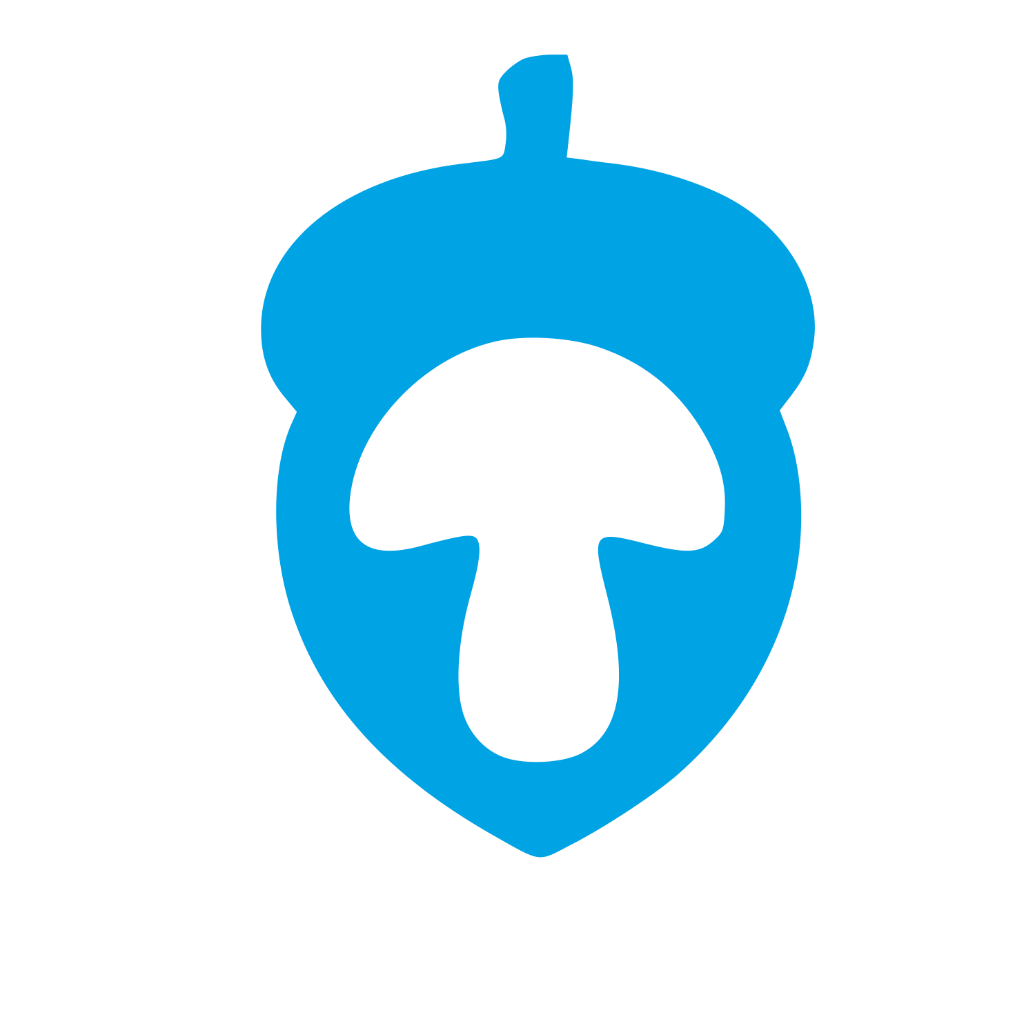 Acorn Mushroom Negative Space Logo #00a3e4