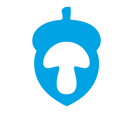 Acorn Mushroom Negative Space Logo #00a3e4