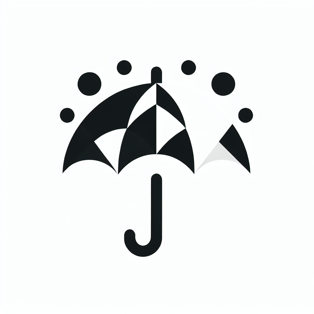 Abstract Umbrella and Raindrops Logo