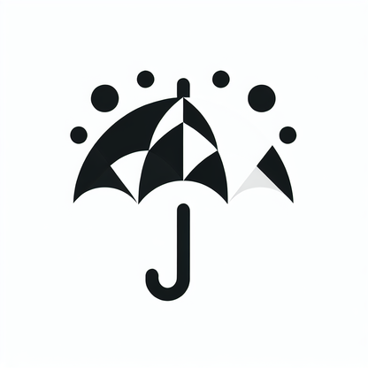 Abstract Umbrella and Raindrops Logo