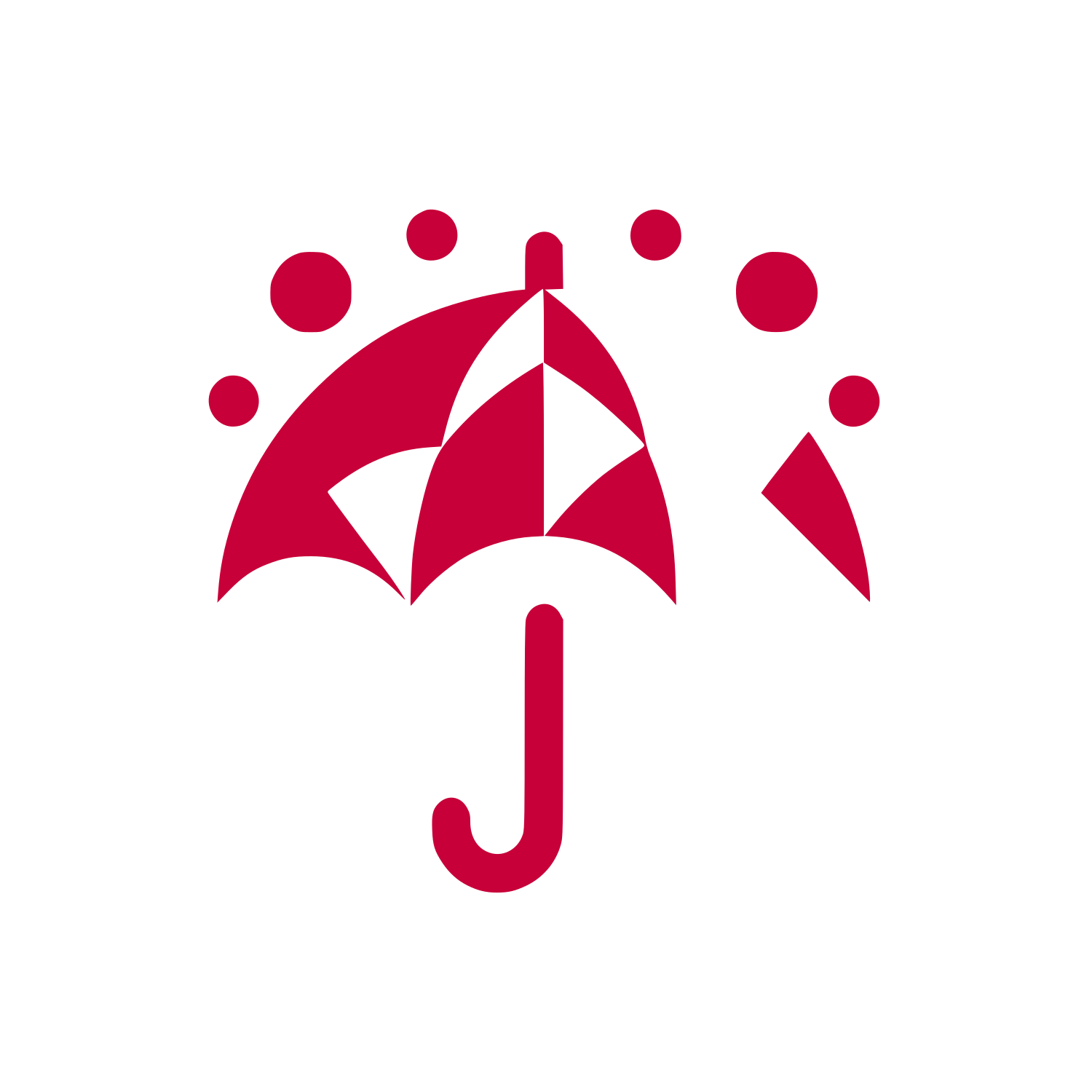 Abstract Umbrella and Raindrops Logo #C70039