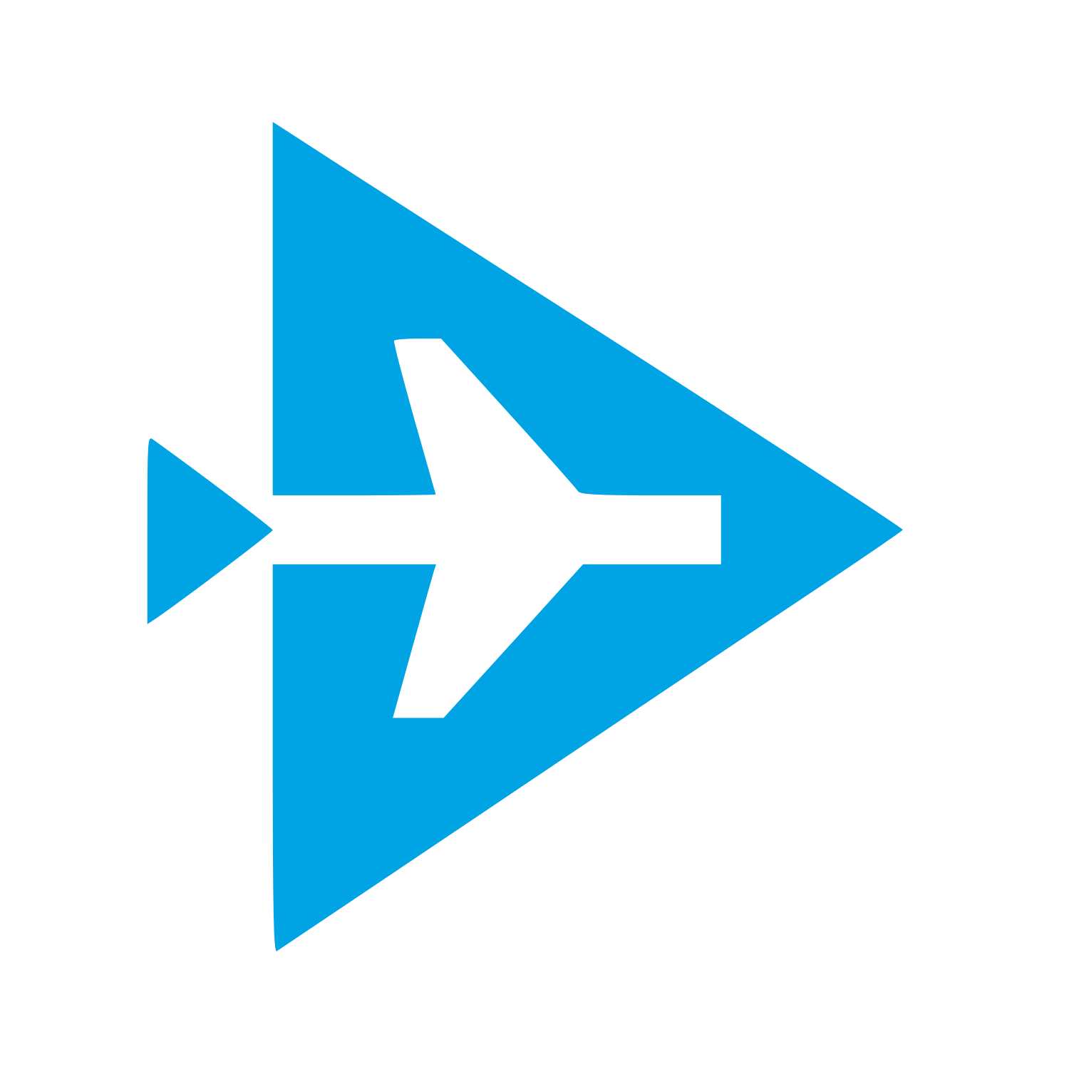 Airplane Triangle Emblem Logo #00a3e4