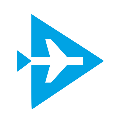 Airplane Triangle Emblem Logo #00a3e4