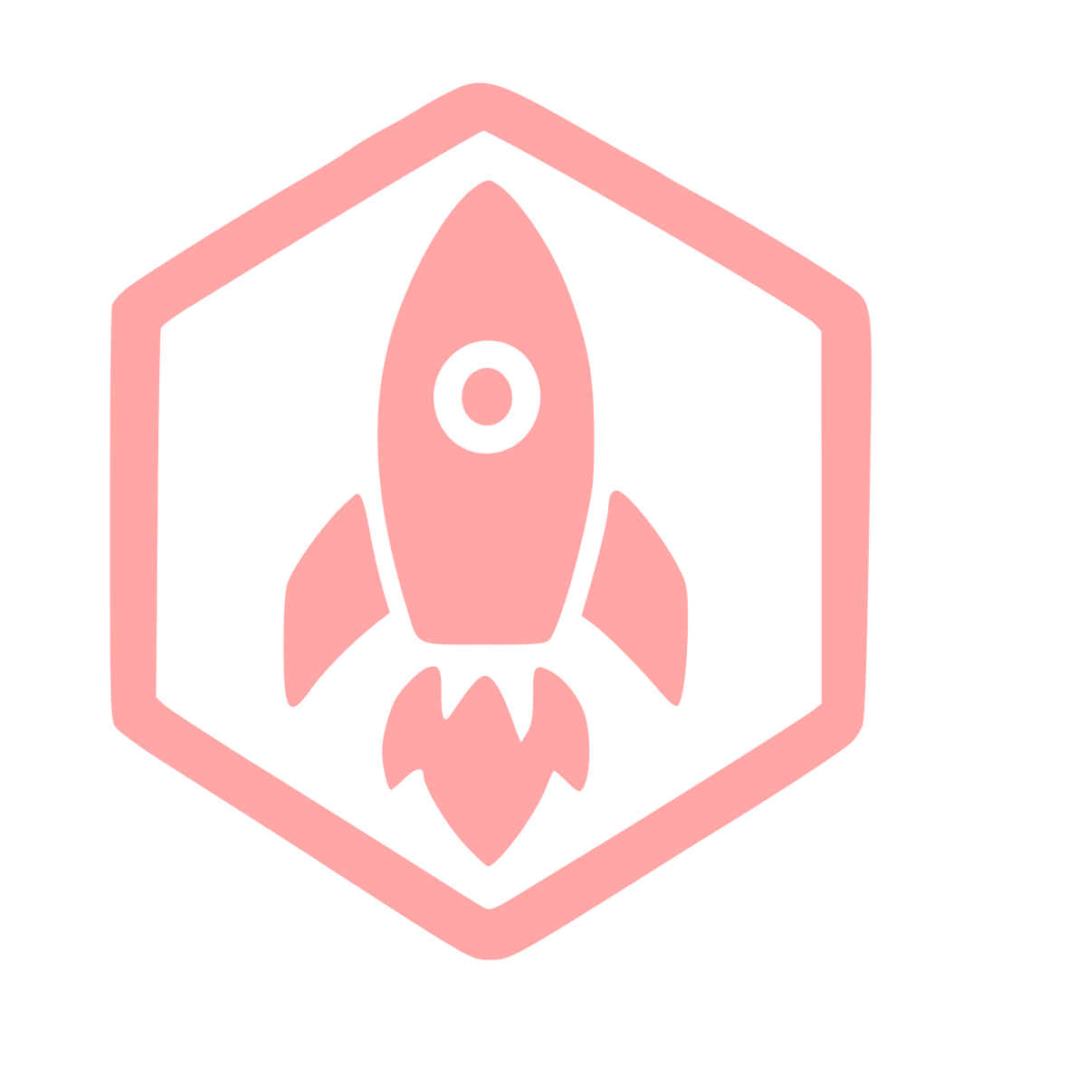 Rocket Hexagon Badge Logo #ffa6a6