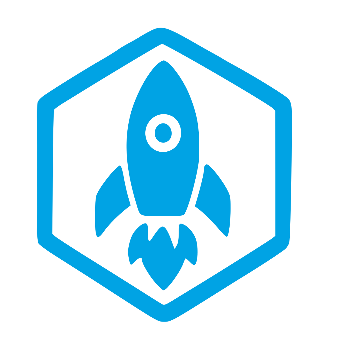 Rocket Hexagon Badge Logo #00a3e4