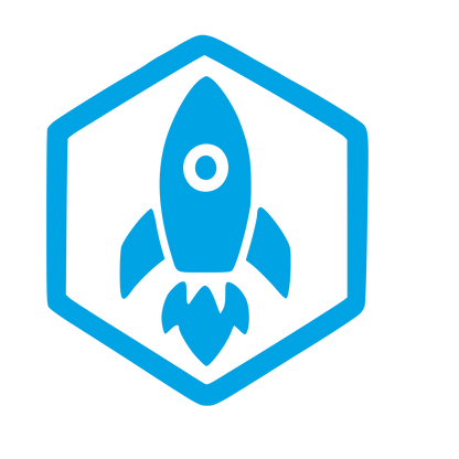 Rocket Hexagon Badge Logo #00a3e4