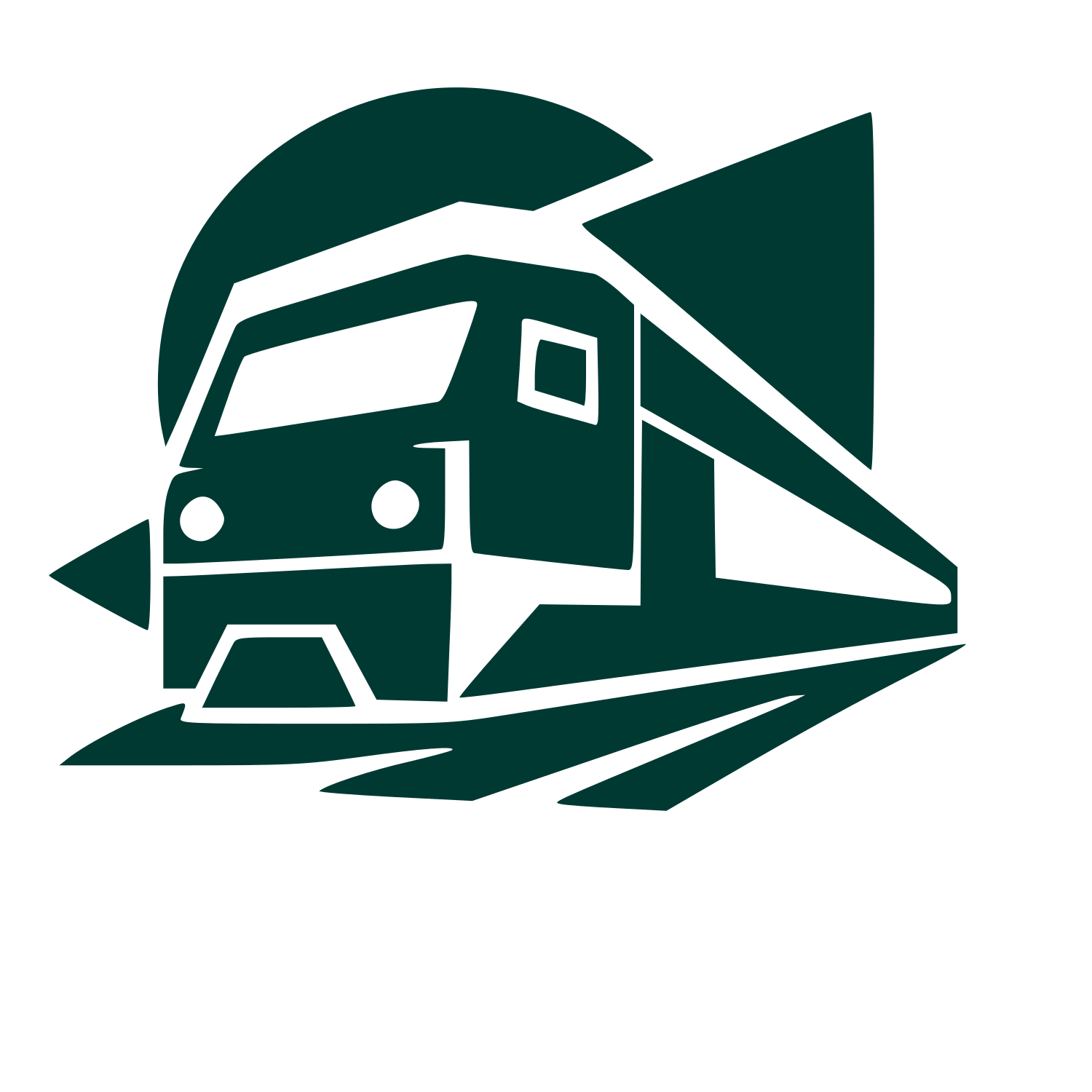 Layered Overlap Train Logo #003932