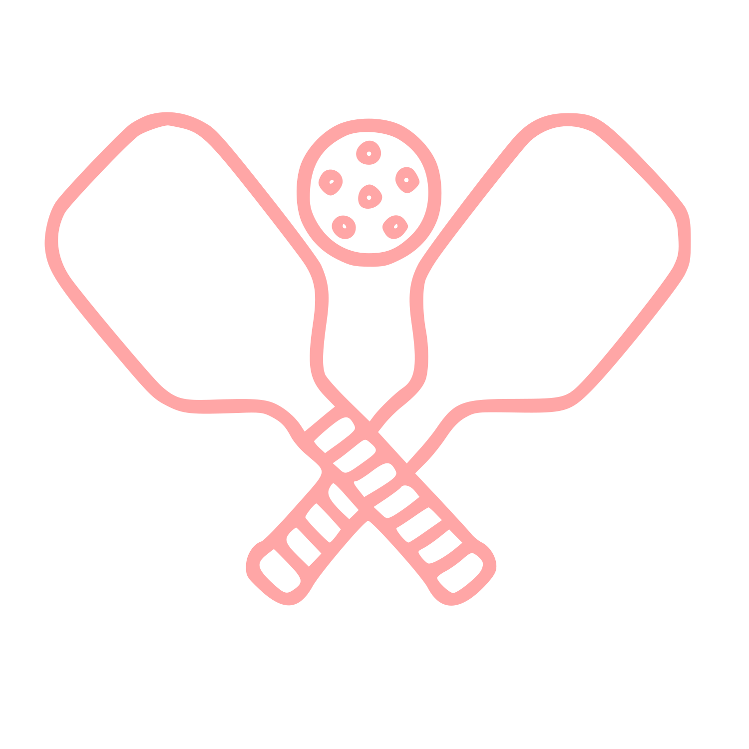 Crossed Pickleball Paddles Logo #ffa6a6